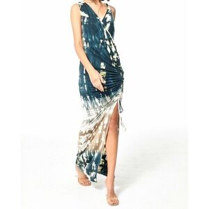 YFB Tie Dye Ruched Side Slit‎ Maxi Dress Blue White Yellow Womens Xs
R2